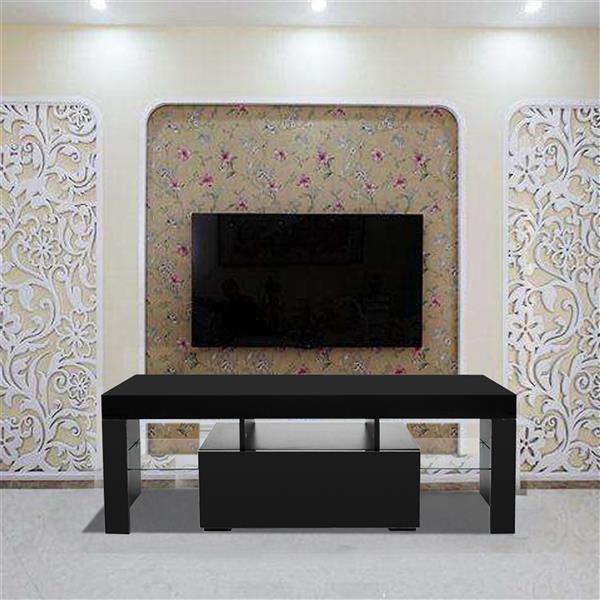 Elegant Household Decoration LED TV Cabinet with Single Drawer Black