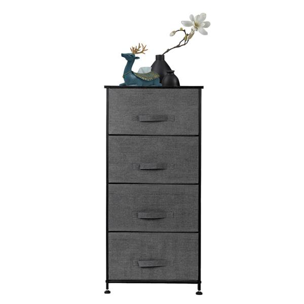 4-Tier Dresser Tower, Fabric Drawer Organizer With 4 Easy Pull Drawers With Metal Frame,Wooden Tabletop For Living Room, Closet, Grey