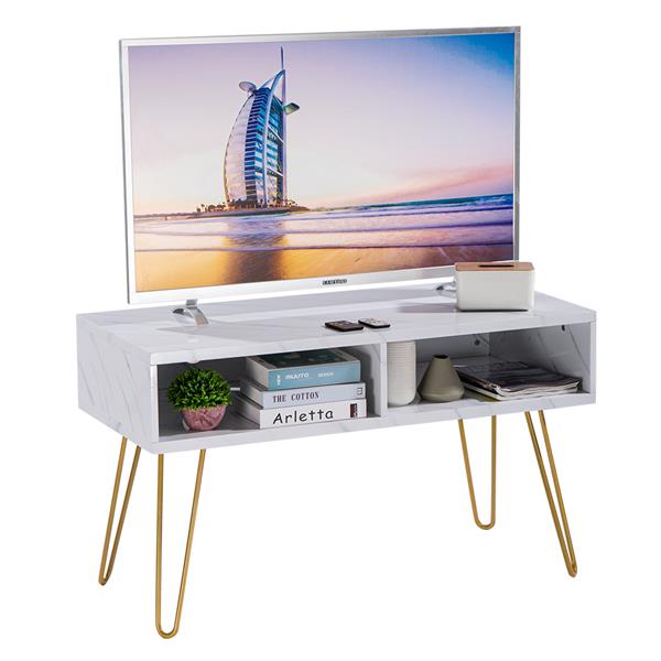 Marble Iron Foot TV Cabinet [106x50x62.5cm] White