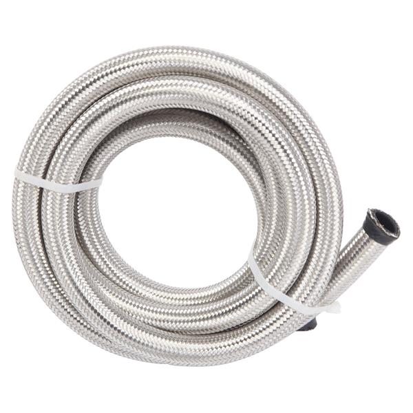 10AN 10-Foot Universal Stainless Steel Braided Fuel Hose Silver