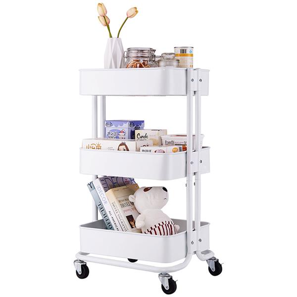 3-Tier Home Kitchen Storage Utility cart-White