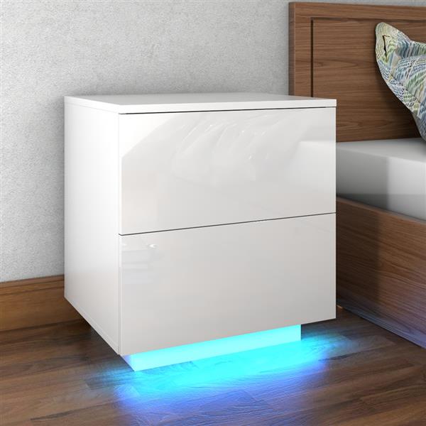 LED Double Side Cabinet Bedside Table White