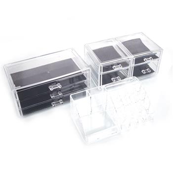 SF-1122-3 Plastic Cosmetics Storage Rack 4 Small Drawers and 3 Larger Drawers Transparent