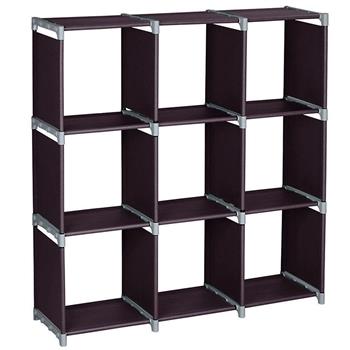 Multifunctional Assembled 3 Tiers 9 Compartments Storage Shelf Dark Brown