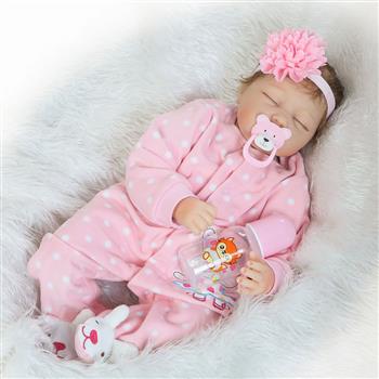 【Do Not Sell on Ebay】Europe and America Fashionable Play House Toy Lovely Simulation Baby Doll with Clothes Pink Rabbit P