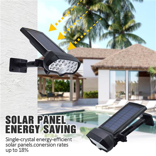 17LED (16 White Light and 1 Red Light) Solar Adjustable PIR (Automatic Human Body Induction) Outdoor Waterproof Wall Lamp / Lighting ZC001300 Actual Power: 6W Lumen: 600LM Solar Panel: 5.5V Polysilico