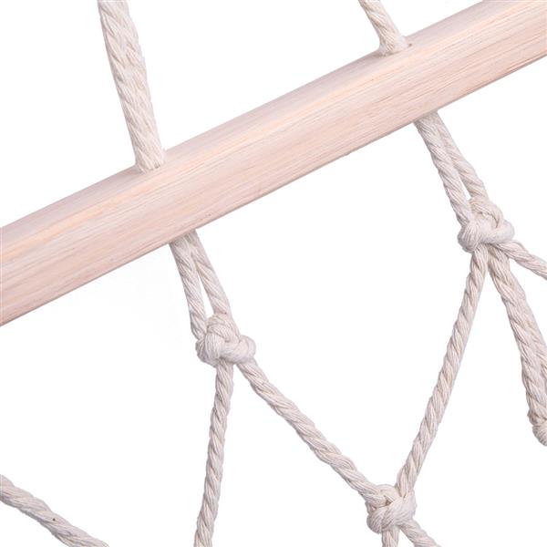 Wood Pole Cotton Rope Hammock Bed with Rope White