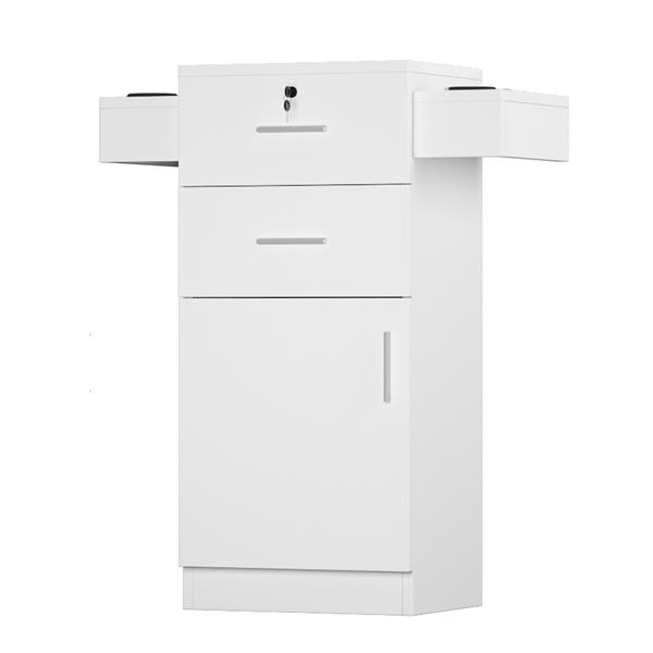 Barbershop Salon Locker / Hair Dryer Rack Drawer with Lock White