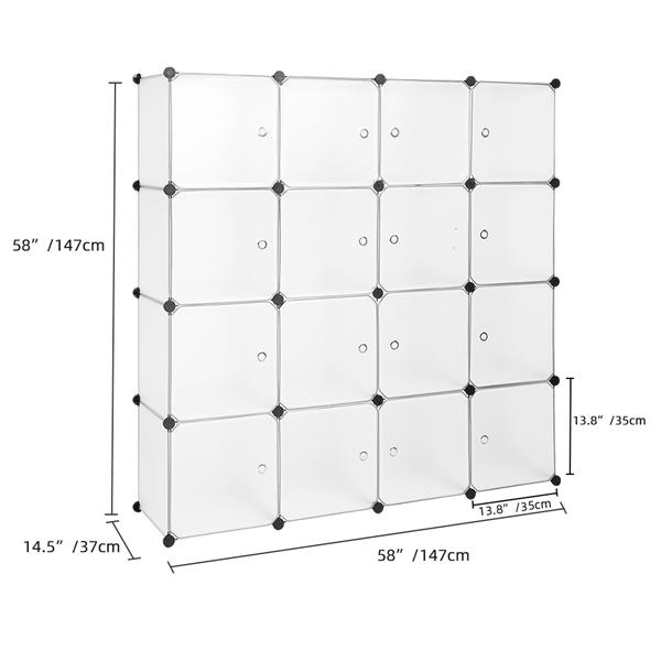 20 Storage Cube Organizer Plastic Cubby Shelving Drawer Unit, DIY Modular Bookcase Closet System Cabinet with Translucent Design for Clothes, Shoes, Toys