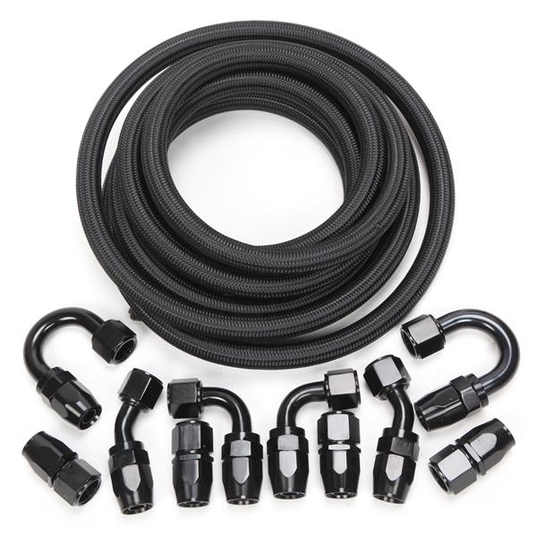 10AN 16-Foot Universal Black Fuel Pipe   10 Black Connectors