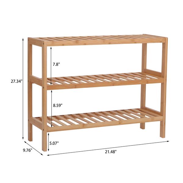 100% Bamboo Shoe Rack Bench, Shoe Storage, 3-Layer Multi-Functional Cell Shelf, Can Be Used For Entrance Corridor, Bathroom, Living Room And Corridor 70 * 25 * 55 - Natural