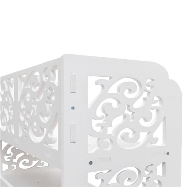 Wood-plastic Board Four Tiers Carved Shoe Rack White B