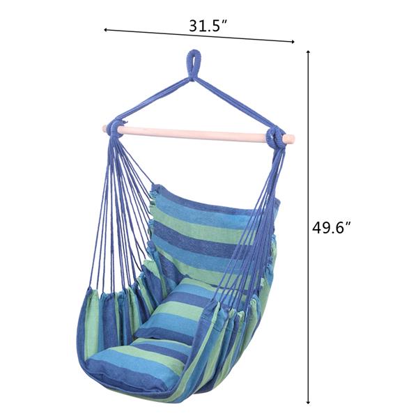 Distinctive Cotton Canvas Hanging Rope Chair with Pillows Blue