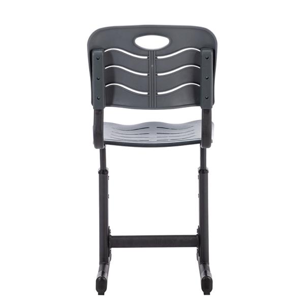 学生桌椅套装A款 黑烤漆 白色面 灰黑塑料【60x45x(67.5-76)cm】-14