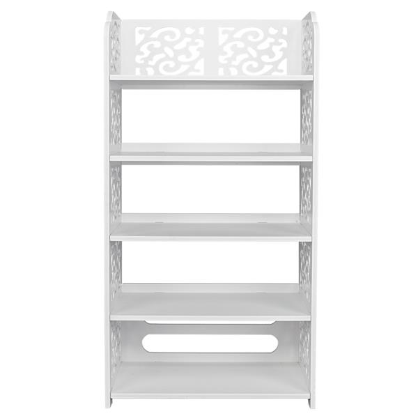 Wood-plastic Board Five Tiers Carved Shoe Rack White A