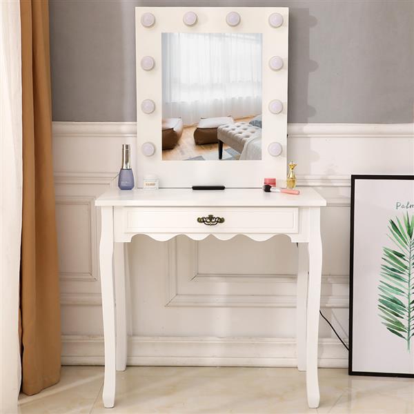 Generous Mirror Single Pumping Foot With Bulb Cold Light Dressing Table white