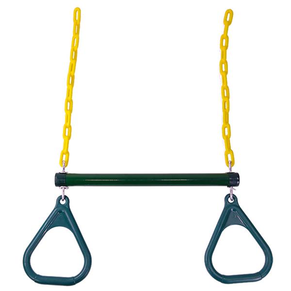 18" Trapeze Swing Bar with Rings Heavy Duty Chain Swing Set Accessories Green