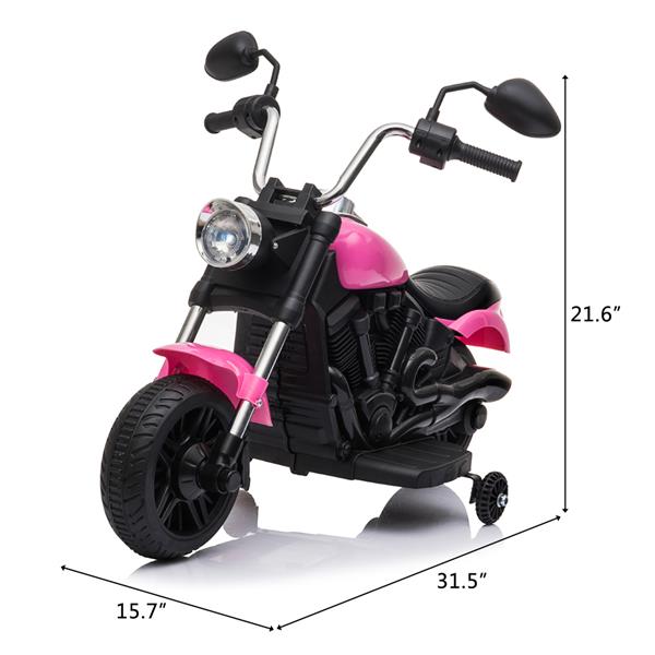 Kids Electric Ride On Motorcycle With Training Wheels 6V Pink