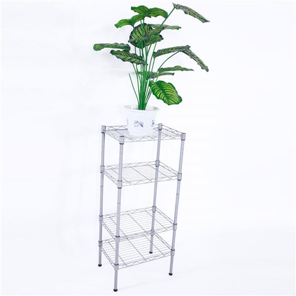 XM-207S Rectangle Carbon Steel Metal Assembly 4-Shelf Storage Rack Silver Gray