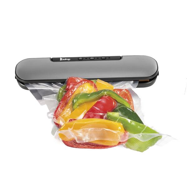 V69 Portable Food Vacuum Sealer Machine for Food Saver Storage with Magnets and 10 Bags Silver Gray