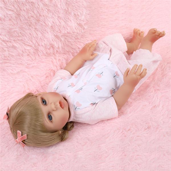 Full Glue Simulation Doll: 18 Inches Pink And White Flower Pajamas Baby