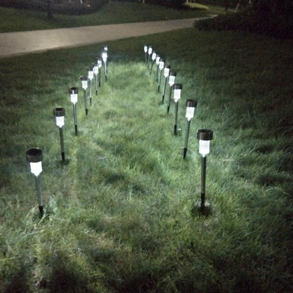 24pcs 5W High Brightness Solar Power LED Lawn Lamps with Lampshades White & Silver