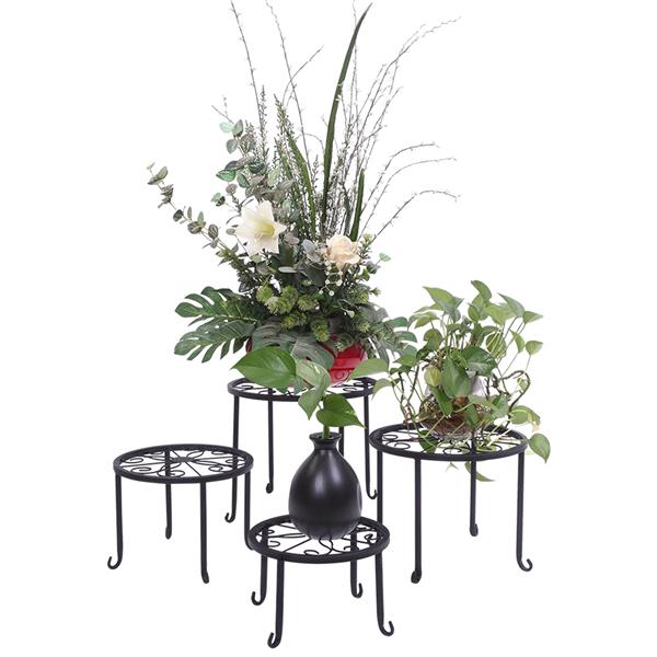 4 Plant Shelves with 4-1 Round Pattern in Black Baking Paint (Yh-Cj009)