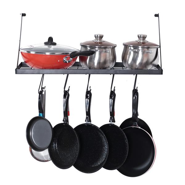 Wall Mount Pot Rack Kitchen Cookware Hanging Organizer with 15 Hooks