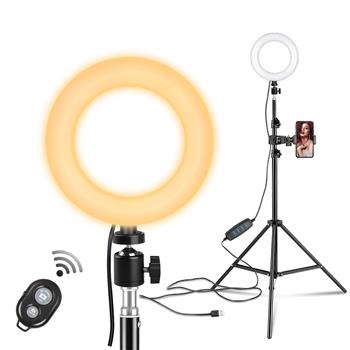 Kshioe 6-inch Ring Light   Mountain Clip, One-Word Clip   2m Light Stand   Bluetooth Set（DO NOT SELL ON AMAZON）