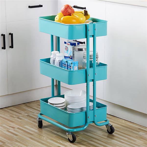 3-Tier Home Kitchen Storage Utility cart-Turquoise