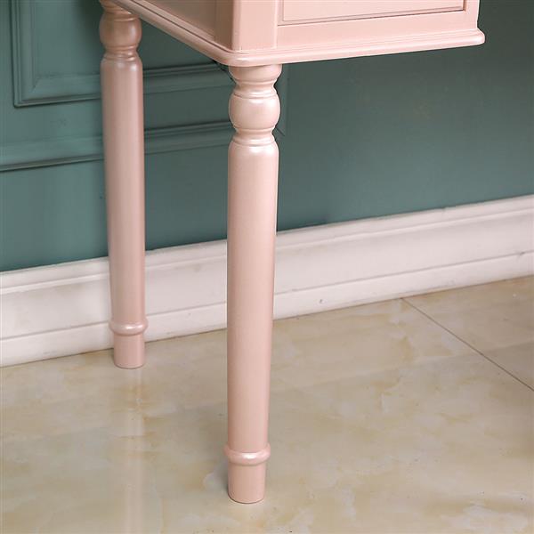 【】Dresser Three-Fold Square Mirror Drawers Roman Column Table/Stool Fluorescent Pink