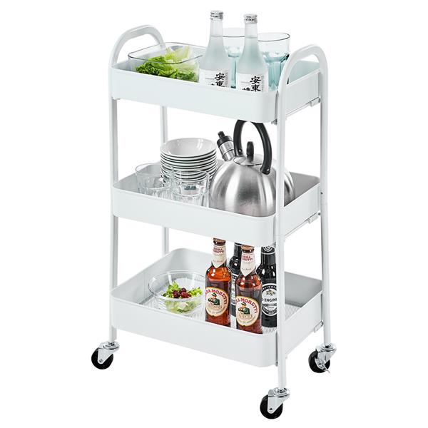 3 Tier Rolling Cart (White)