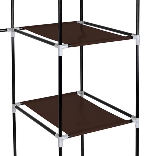 67" Portable Clothes Closet Wardrobe with Non-woven Fabric and Hanging Rod Quick and Easy to Assemble Dark Brown