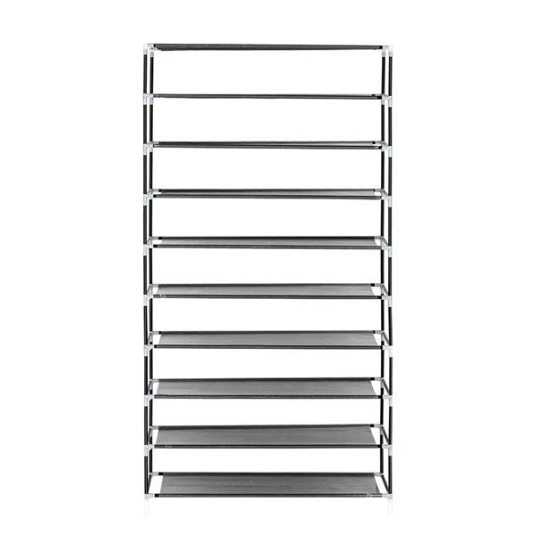 10 Tiers Shoe Rack with Dustproof Cover Closet Shoe Storage Cabinet Organizer Gray 