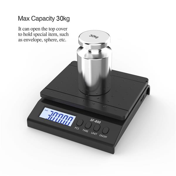 SF-800 30KG/1G High Precision LCD Digital Postal Shipping Scale with Adapter Black