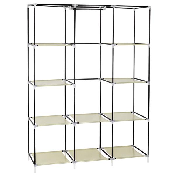 67" Portable Closet Organizer Wardrobe Storage Organizer with 10 Shelves Quick and Easy to Assemble Extra Space Beige