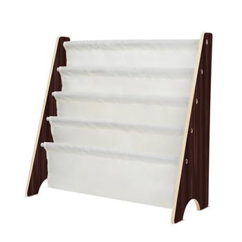 Fabric Cover MDF Shelf Book Magazine Rack Dark Brown & White Cloth