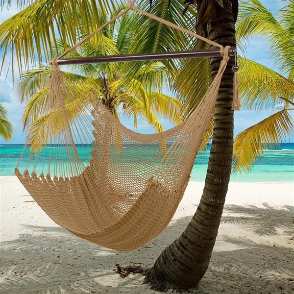 Caribbean Large Hammock Chair Swing Seat Hanging Chair with Tassels Coffee