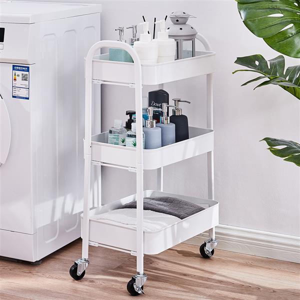 3 Tier Rolling Cart (White)