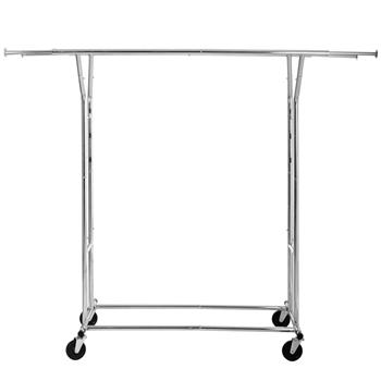 Portable Double-bar Steel Clothes Rack Silver