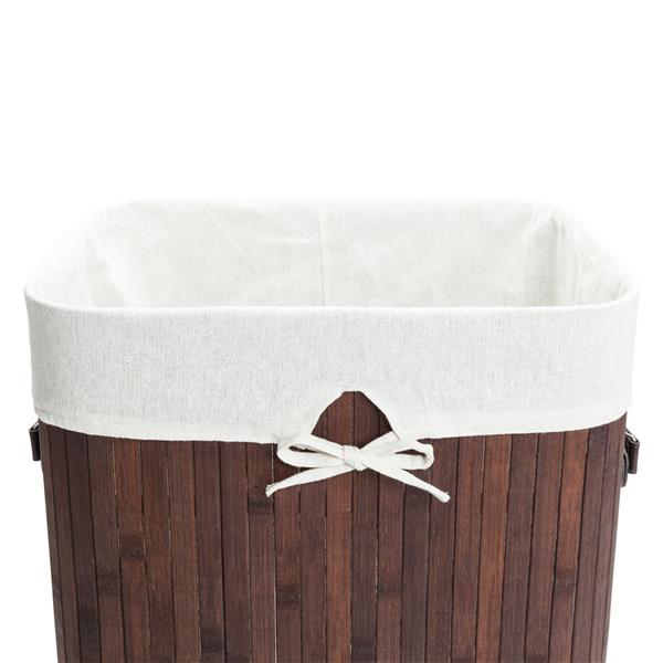 Single Lattice Bamboo Folding Basket Body with Cover Dark Brown