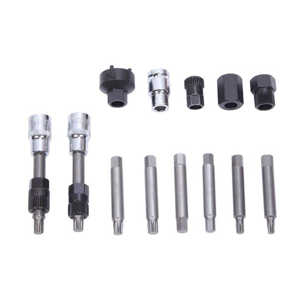 13pcs Alternator Freewheel Pulley Removal Socket Bit Set Garage Service Kit