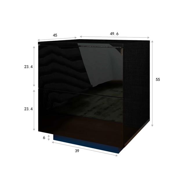 LED Double Side Cabinet Bedside Table Black