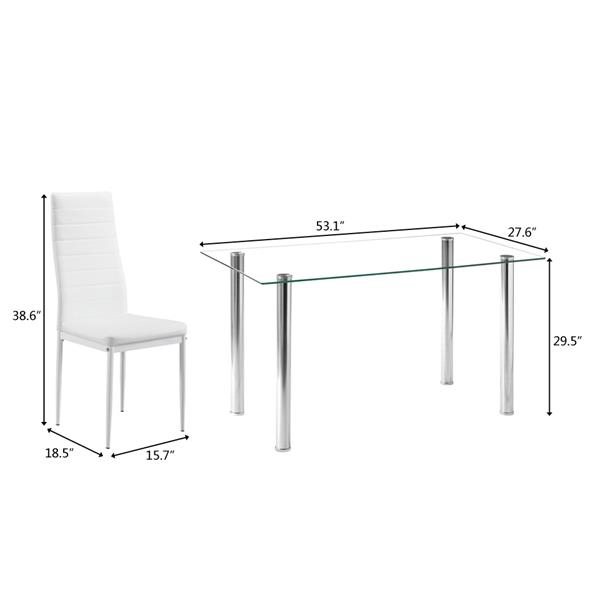 Simple Assembled Transparent Glass & Iron Dinner Table