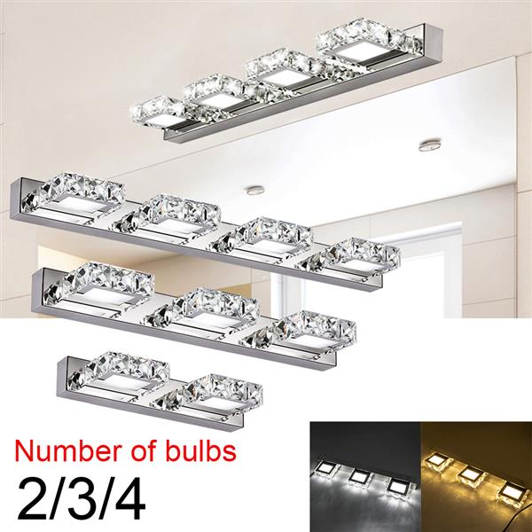 12W ZC001211 Four Lights Crystal Surface Bathroom Bedroom Lamp Warm White Light Silver