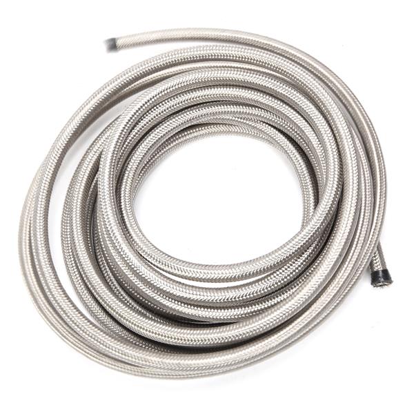 4AN 20-Foot Universal Stainless Steel Braided Fuel Hose Silver