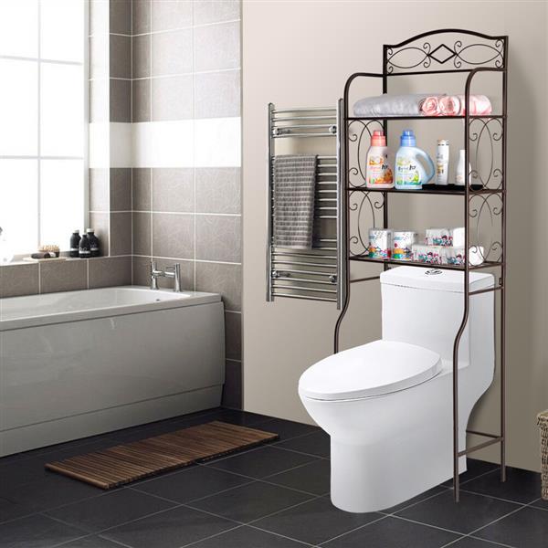 3 Tier Metal Over The Toilet Shelf-Coffee