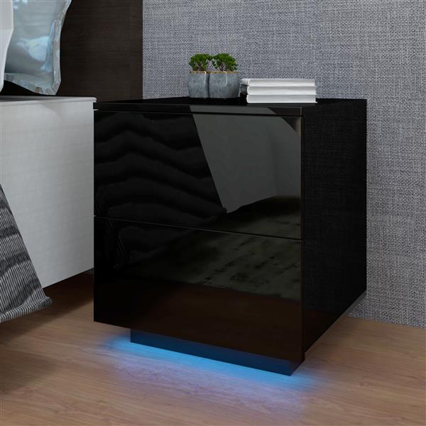 LED Double Side Cabinet Bedside Table Black