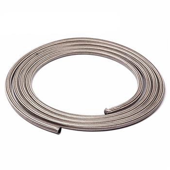 6AN 15ft Universal Stainless Steel Nylon Braided Fuel Hose Silver