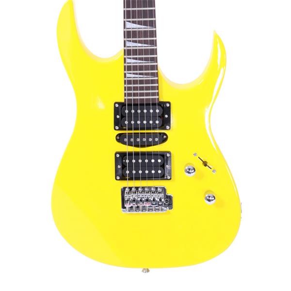 Novice Entry Level 170 Electric Guitar HSH Pickup   Bag   Strap   Paddle   Rocker   Cable   Wrench Tool Yellow